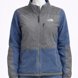 The North Face Women’s Small Petite Blue Gray Fleece Jacket Denali Style Zip